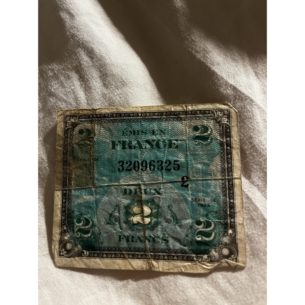 WW2 French 2 Franc 1944 (Allied Occupation Currency) France Banknote WWII